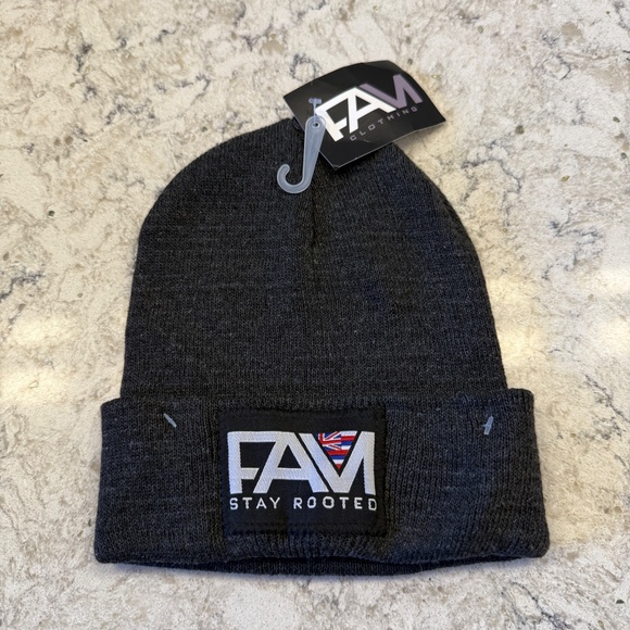 NWT FAM Stay Rooted grey beenie -cp - Picture 2 of 4
